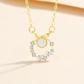 Gold butterfly wreath necklace with iridescent opal stone and cubic zirconia gems - Gold Color (DY772)