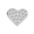 Silver heart pendant with micro-pave white zircons for DIY jewelry making - Heart-Steel Color