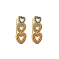 Orecchini a cuore placcati in oro con zirconi sfumati blu e arancio su sfondo bianco - Cuore in Zircone Sfumato / Oro