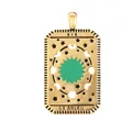 Golden Sun Tarot Card charm pendant in gold finish with green enamel sun and stars - M078819-1