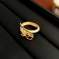 Macro detail of a golden dragon ring with intricate scale texture on a black display - Gold Dragon (13#)