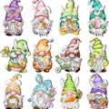 Set of 12 colorful Easter wooden dwarf ornaments with bunny ears and painted eggs - Easter Gnomes Styles (24PCS)