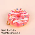Portachiavi a ciambella rosa artificiale con glassa bianca, zuccherini e catena d'oro - Catena a Sfere Dorata / Donut Rosso