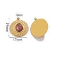 Pendente in acciaio inossidabile dorato con pietra rosa e misure 19x17mm - Agata