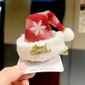 Dettaglio molletta cappello di Babbo Natale in peluche rosso con scritta di Natale - Clip per Cappello Cadente a Righe Rosso Argento