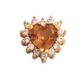 Golden heart pendant featuring amber-colored stone and sparkling white zircon border - Brown Heart (M641801-Brown)