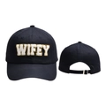 Navy blue baseball cap with WIFEY chenille embroidery and adjustable metal buckle - Adjustable / Navy Blue
