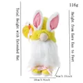 Easter gnome plush doll with yellow knit hat, rabbit ears and carrot detail - Yellow