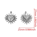 Retro stainless steel heart sun pendant for DIY jewelry making in vintage silver finish - Steel Color Small Heart Ray Style G