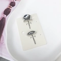 Polished silver organic dome stud earrings displayed on a white jewelry card - 13# Silver 2-Piece Set