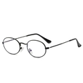 Retro small oval metal sunglasses with black frame and clear lenses in minimalist style - Black Frame Clear Lens C11