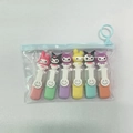 6-piece mini pill highlighter set with cartoon character caps in clear zipper bag - Cartoon Sanrio Series