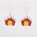 Christmas house drop earrings in red and yellow with white polka dot roof details - Red Polka Dot Little House Shape