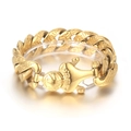 Pulsera cubana punk dorada para hombre con motivos egipcios y cierre de cabeza único - Dorado (KB170159-KJX)