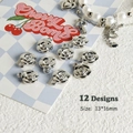 Detail of silver rose charm for DIY jewelry with 13x16mm size measurement on pearl bracelet - Style 12 Flower
