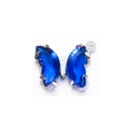 Elegant silver stainless steel necklace pendant with a 3D faceted blue crystal butterfly - Blue