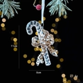 Transparent acrylic candy cane ornament with a gold glitter bow and hanging ribbon, 11cm - Candy Cane
