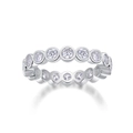 Macro shot of silver S925 ring with moissanite eternity band and sparkling round stones - R13125-3.0+gra/black Card / US Size 7 / Circumference 54.3mm