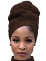 Solid deep brown large wrap headscarf for women made of premium elastic jersey fabric - One Size / Brown