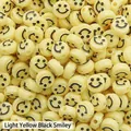Pale yellow acrylic smiley face round beads for DIY handmade jewelry bracelets - Light Yellow Black Smile