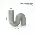 Modern S-shaped ceramic vase in dark green with vertical stripes, size 15.5x14cm - S-Shaped Vase-Small / Light Dark Green