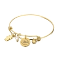 Adjustable gold stainless steel bracelet with pearl and Christmas girl charms - Gold (KB126009-Z)