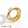 Detail view of 18k gold plated geometric ring showing 28.5mm length and 17.5mm diameter - Gold Geometric Intertwined Style (TR4512-G)