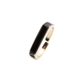 Detailed macro view of an open adjustable gold-plated ring with black enamel rectangle - Adjustable Open / Black