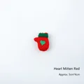 Mini red knitted mittens with green heart for Christmas tree DIY decor, 5x4cm size - 1 Piece / Heart Mitten - Red