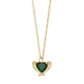 Collana minimalista con cuore dorato e pendente in pietra verde su catena sottile lucida - Cuore Verde