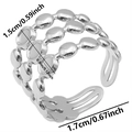 Detailed view of wide triple-layer geometric oval sequin ring with 1.5cm height measurements - Triple Row Hollow Wide