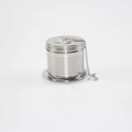 SUS 304 stainless steel tea infuser cylinder with lid, chain and drip tray base - Plus Size Honeycomb Style + Base