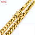Cadena cubana dorada de 12mm en acero inoxidable con cierre cuadrado de alta calidad - 22cm / Dorado
