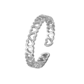 Anillo abierto plateado minimalista con diseño de corazón hueco para mujer - Plateado