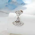 Zilveren waaiervormige oorbellen met zirkonia en schroefsluiting voor een luxe uitstraling - Waaiervormige Hanger (Enkel Stuk) (A1080) / Zilver