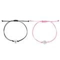 Bracelets tressés faits main avec breloques araignée et toile pour les couples - Noir et Rose Paire