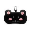 Étui à lunettes portable en forme de souris noire avec oreilles roses et crochet - Souris