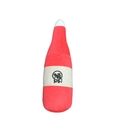 Funny wine bottle plush squeaky dog toy in red and white with No! print design - Red Wine Bottle