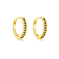 Elegant gold S925 sterling silver hoop earrings with vibrant green zircon stones - 925 Silver / 18K Gold (Olive Green Zirconia)