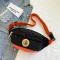 Fashionable black and orange crossbody chest bag in durable canvas for casual wear - Black