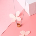 Collier élégant en argent S925 avec pendentif en cristal cubique couleur champagne - Standard 8mm / Jaune Champagne