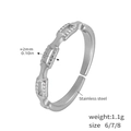 Minimalist silver interlocking hollow ring in stainless steel with industrial chain texture - US 7 / Chain Link Silver (A133)