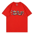 Rotes Baumwoll-T-Shirt für Herren mit buntem Grafikprint und bequemem Rundhalsausschnitt - Rot