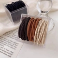Neutral colored elastic hair ties for girls in transparent square storage boxes - Square Box Dark Color (50Pcs)