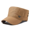 Khaki cotton cadet hat featuring silver eagle emblem and metallic ventilation eyelets - Adjustable / Beige
