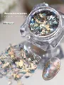 Poudre de brocart Aurora scintillante pour nail art aux reflets bleu vert et dorés - 9# Poudre Platine Aurora (YH254-09)