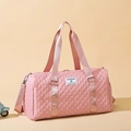 Sac de voyage matelassé rose avec motif à losanges et bandoulière réglable - Rose Sakura
