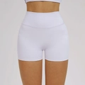 High-waisted white yoga shorts in seamless knit fabric for fitness and running workouts - S / Romantic Purple