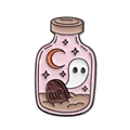Halloween-Emaille-Pin mit weißem Geist und RIP-Grabstein in einer rosa Flasche - Gespensterflasche RIP Stil (QHXZ2428)
