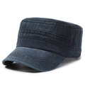 Retro gewassen marineblauwe militaire pet voor heren met versterkte stiksels - Verstelbaar / Marineblauw